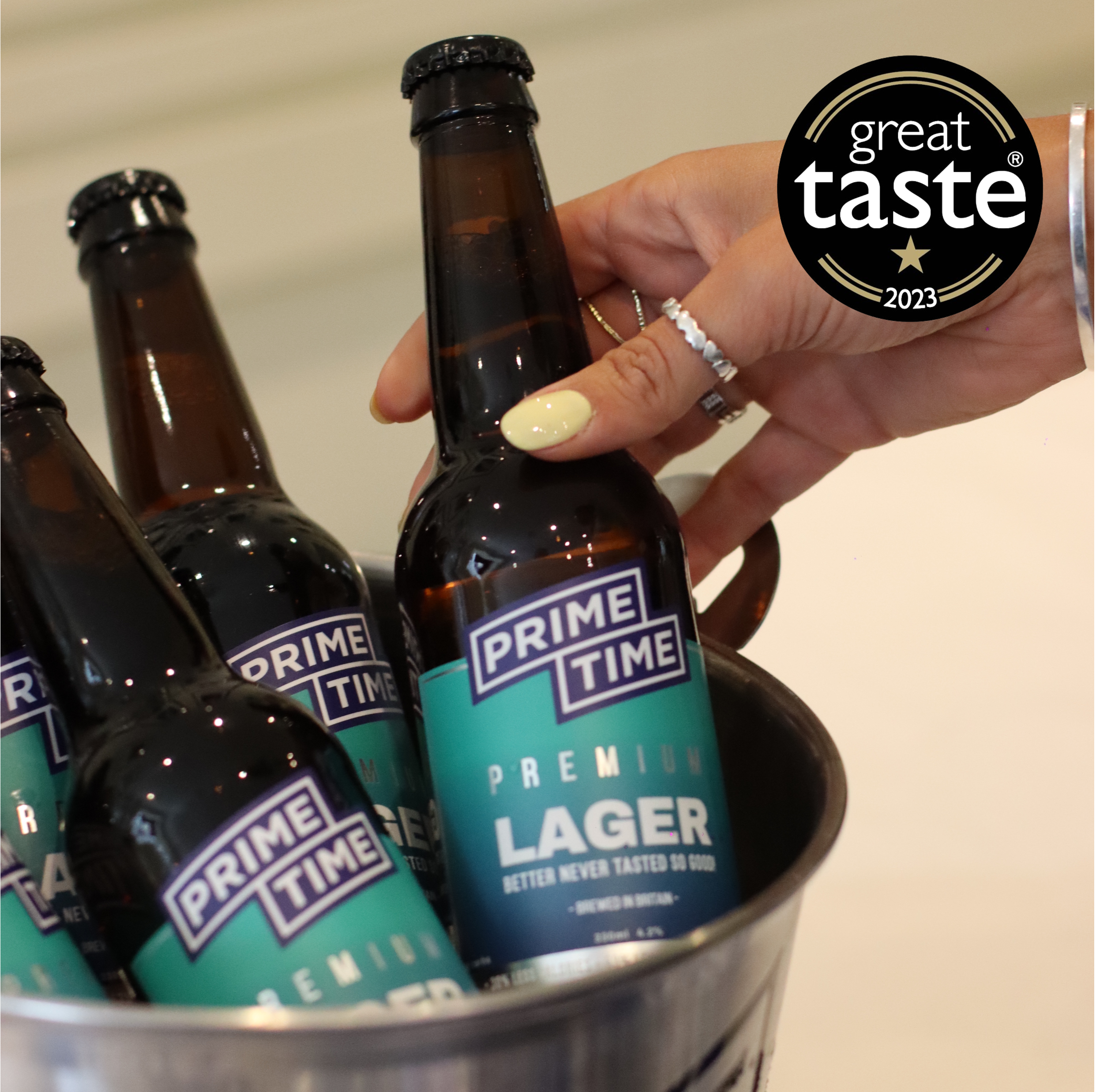 Prime Time Lager bottles