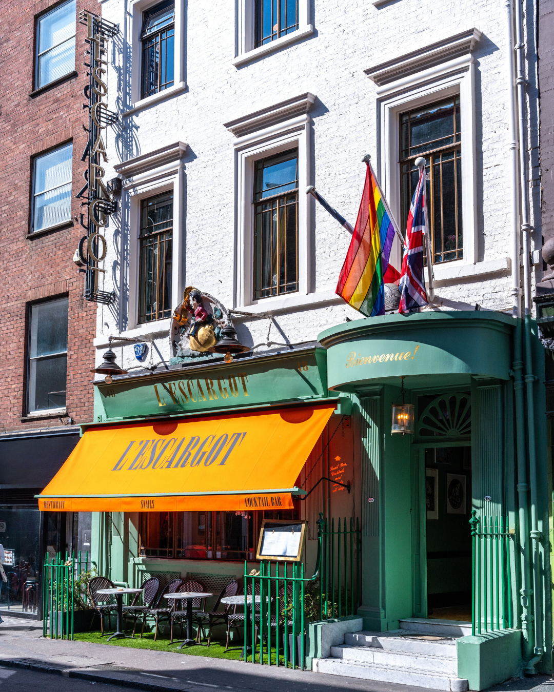 The outside of L'Escargot restaurant